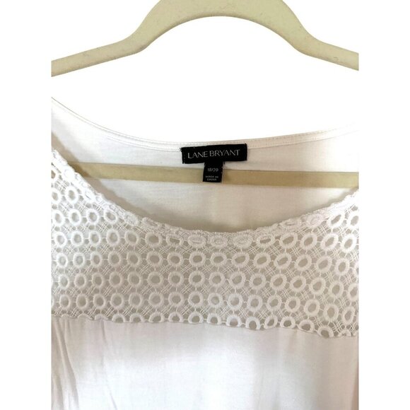 Lane Bryant Womens Top White Eyelet Lace Short Sleeve Size 18 20 - Picture 1 of 2
